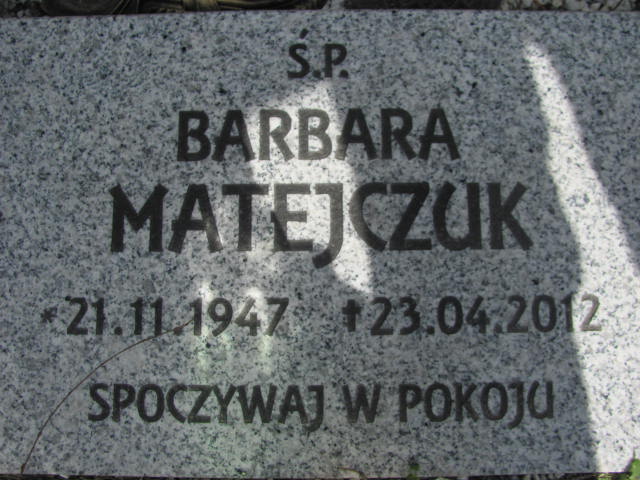 Barbara Maria Matejczuk 1947 Piława Górna - Grobonet - Wyszukiwarka osób pochowanych